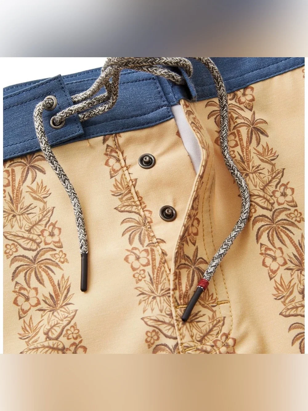 Katin Board Shorts Mens Tan Tropical Floral Drawstring Hybrid Swim Trunks